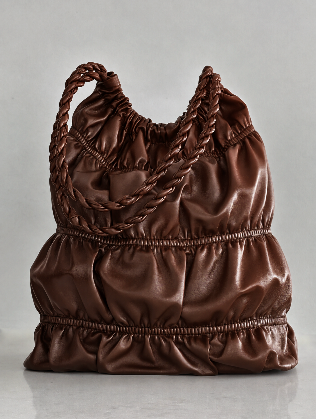 Selam Shoulder Ruched Bag - Brown